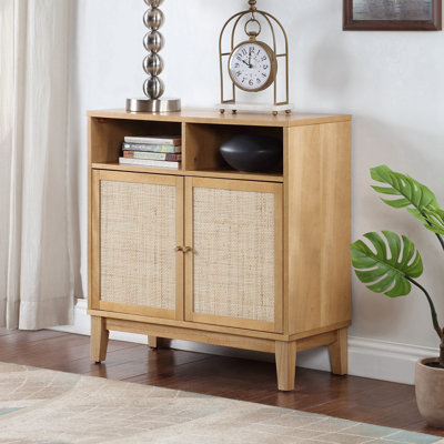 Buffet Cabinet With Storage,Storage Cabinet With Natural Rattan Decorated Doors,Rattan Cabinet With Adjustable Shelf,Sideboard For Living Room,Kitchen -  Bayou Breeze, 67BB75B295B7475B948BCD8F505694D6