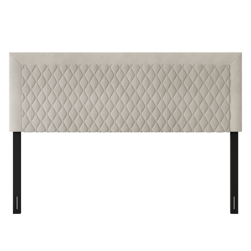 Tête de lit tapissier en velours, Double, Beige