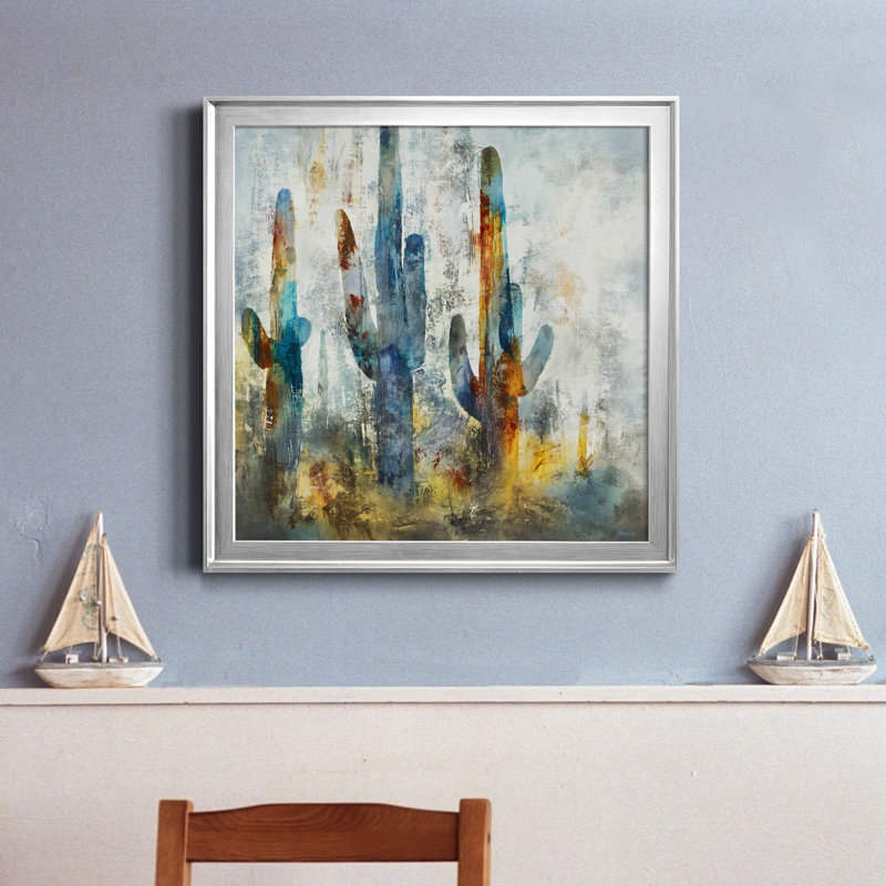 «Saguaro Forest», reproduction d'art sur toile encadrée, Cadre en érable, H 17,5 po x l 17,5 po x P 1,5 po