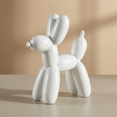 Parker 8" White Ceramic Balloon Dog Sculpture