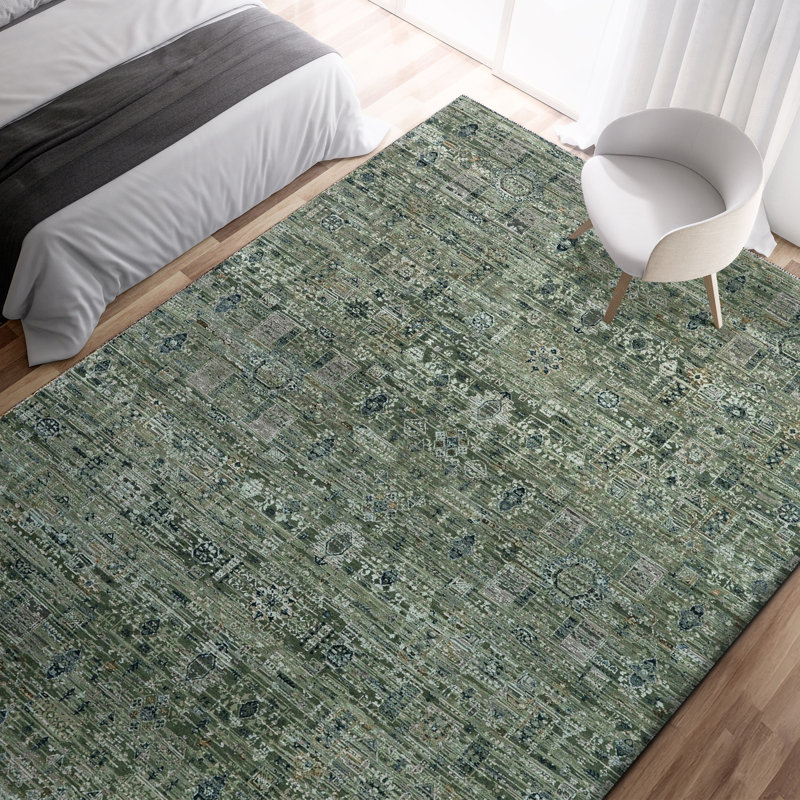 Tapis rectangulaire noué à la main, Rectangle de 5 pi x 8 pi