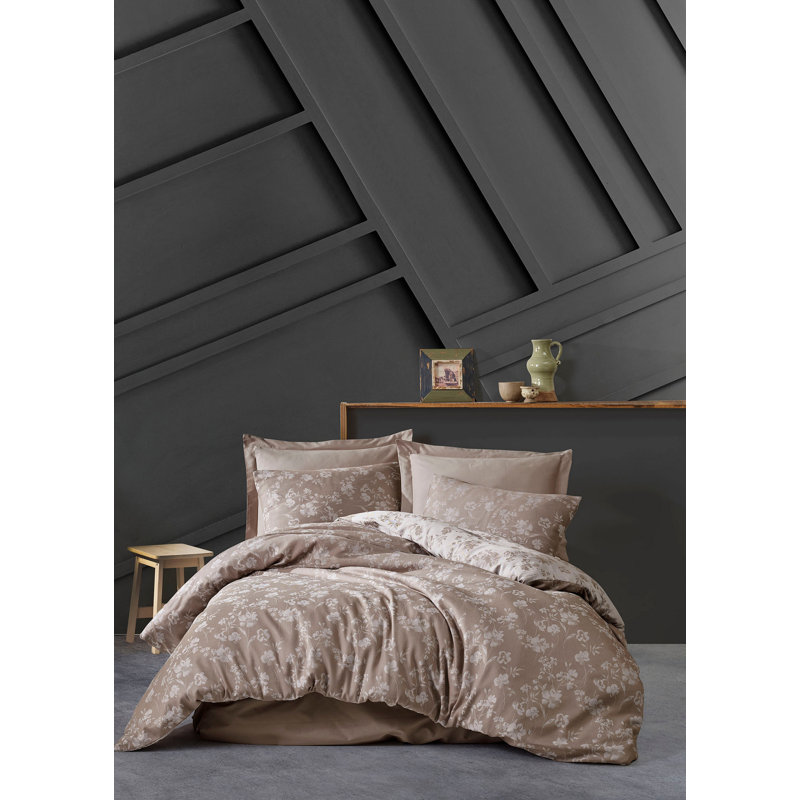 Ensemble de housse de couette moderne et contemporain en mélange de coton 6 pièces Chasteen, Beige