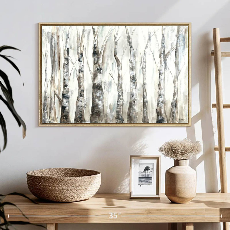 Winter Aspen Trunks - neutre, Cadre flottant en bois naturel, 25 po x 17 po