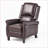 Recliners Mid-Century Modern Pushback Single Chair | Thick Cushion Tufted Burgundy Red PU | Birch Wood Legs