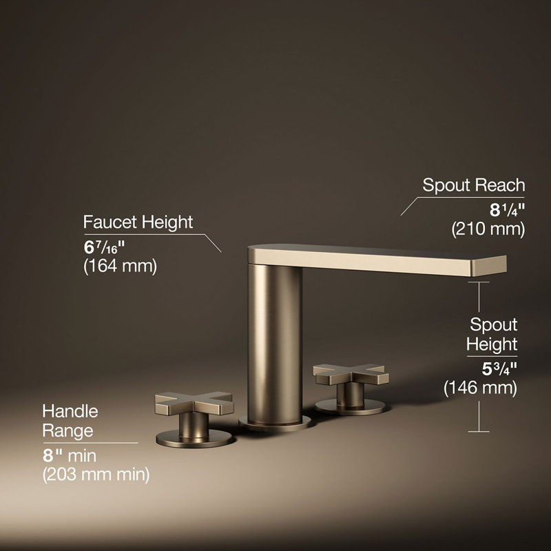 Composed Deck-Mount Bath Faucet With Cross Handles, Vibrant Brushed Bronze
