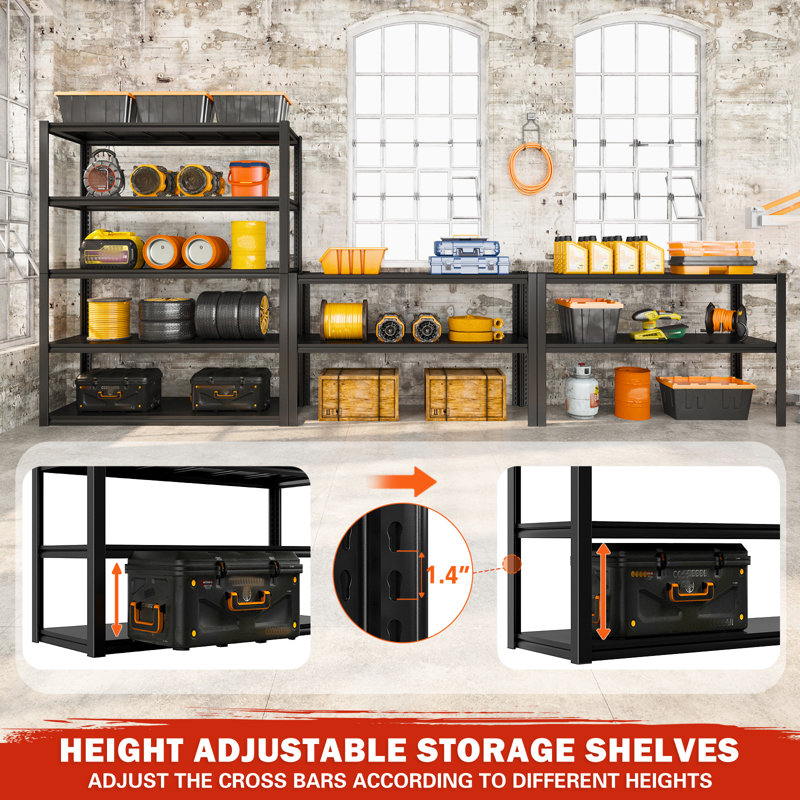 Lynnise Garage Shelving Unit with a Capacity of 3000 lbs Large Heavy-Duty Storage Adjustable Shelves