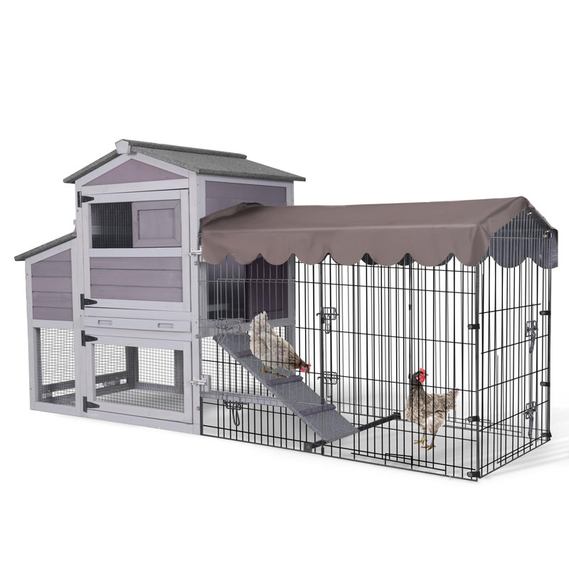Cage à poules avec poulailler mobile pour 4 à 6 poules avec cage en métal et nichoir 79 po