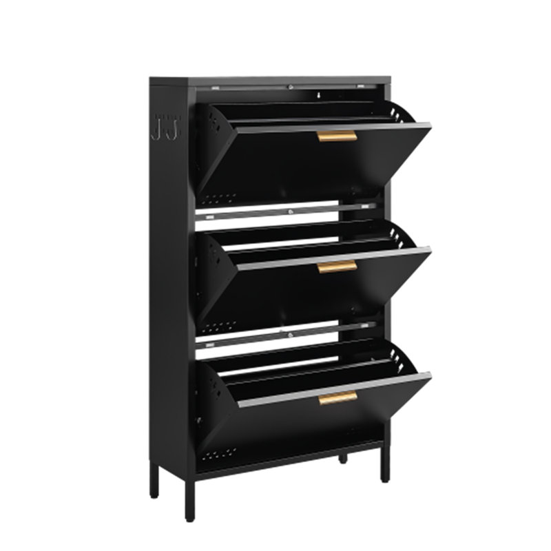 Armoire à chaussures avec 3 tiroirs rabattables, Noir