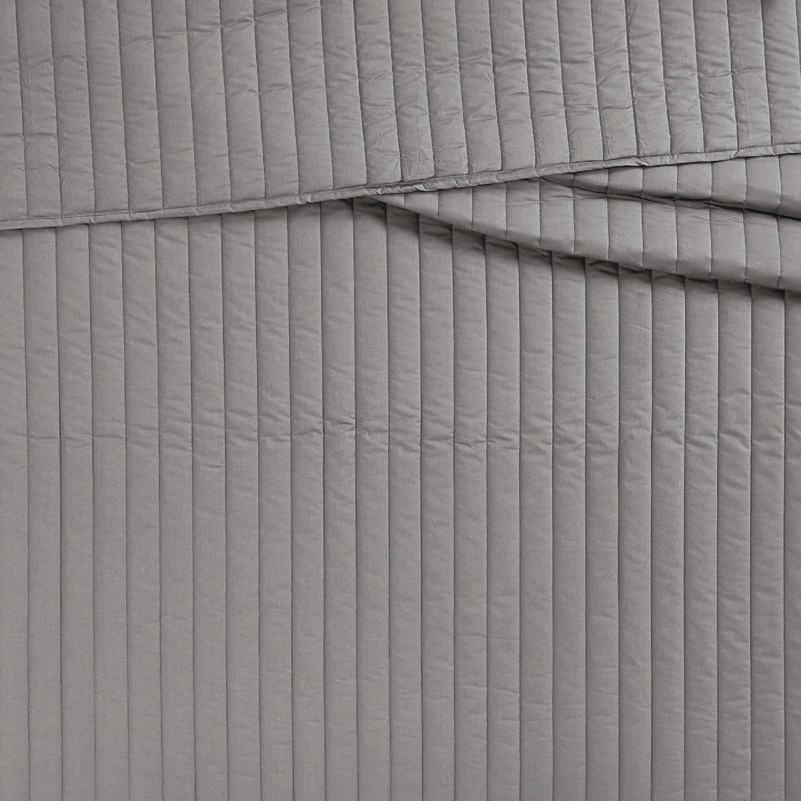 Brooklyn Loom Oversized Cotton Percale Quilt Set, Gray, King Quilt + 2 King Shams