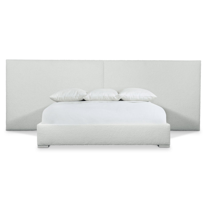 Gray King Upholstered Wood Frame Bed with Tufted Headboard