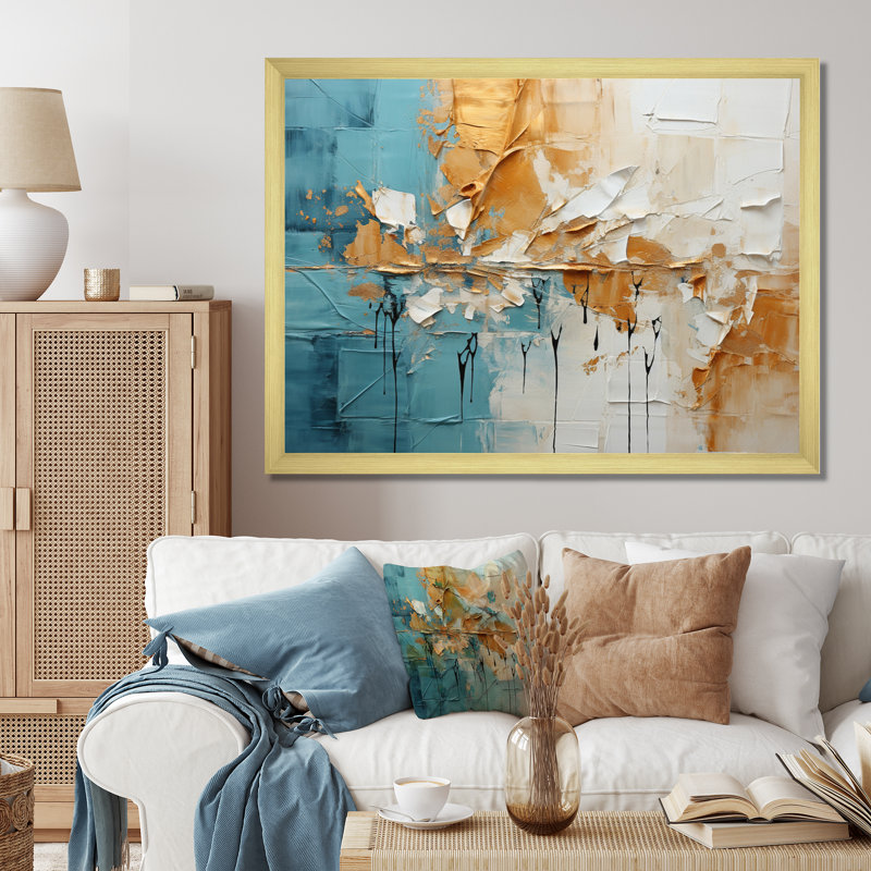 Geerken Transcendent Textures I, reproduction d'art sur toile, Encadrement doré, H 30 po x l 40 po x P 1,5 po
