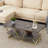 Faux Marble Coffee Table - 2 Tier Open Shelf, Metal Frame, and Geometric Design-830915524