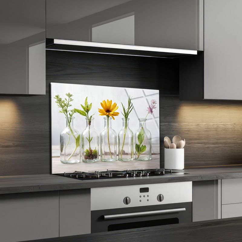 Dosseret en verre trempé Botanical Elegance - Décoration murale de cuisine, H 30 po x l 36 po
