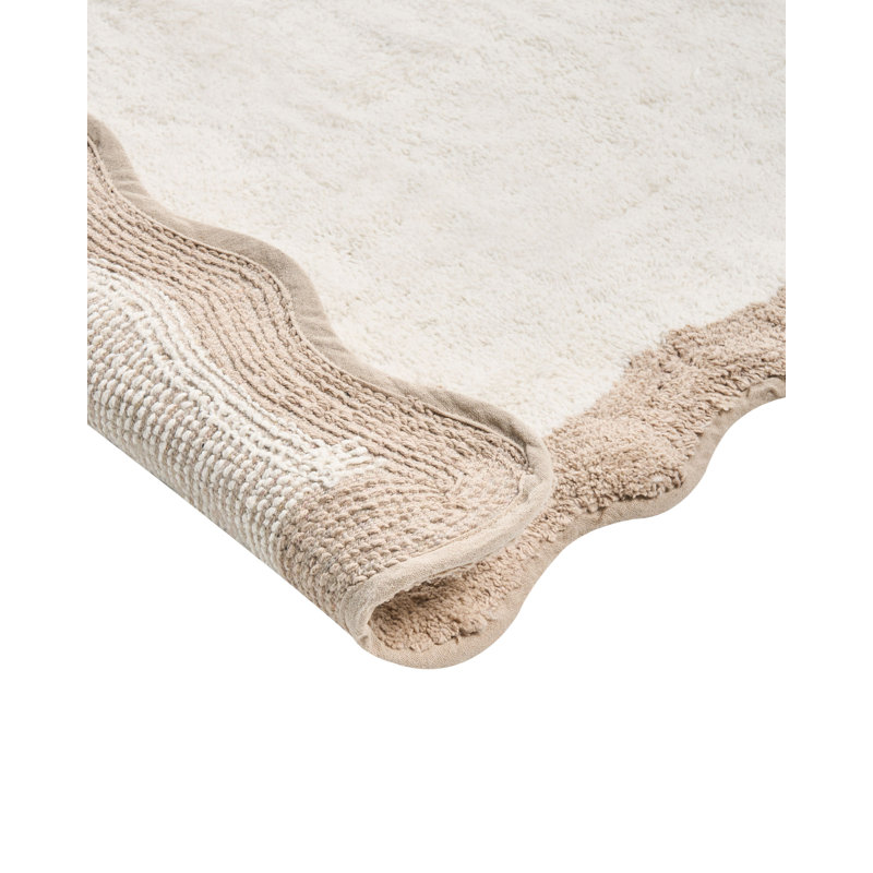 Cotton Non-Slip Bath Mat, 90cm L x 60cm W, Beige/Brown