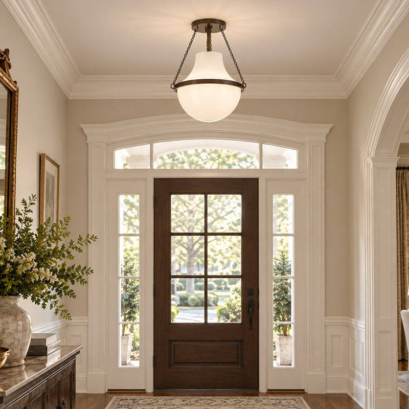 Sculptural 15 in. Teardrop Glass Semi-Flush Mount Ceiling Light, 18.25'' H x 15'' W x 15'' D