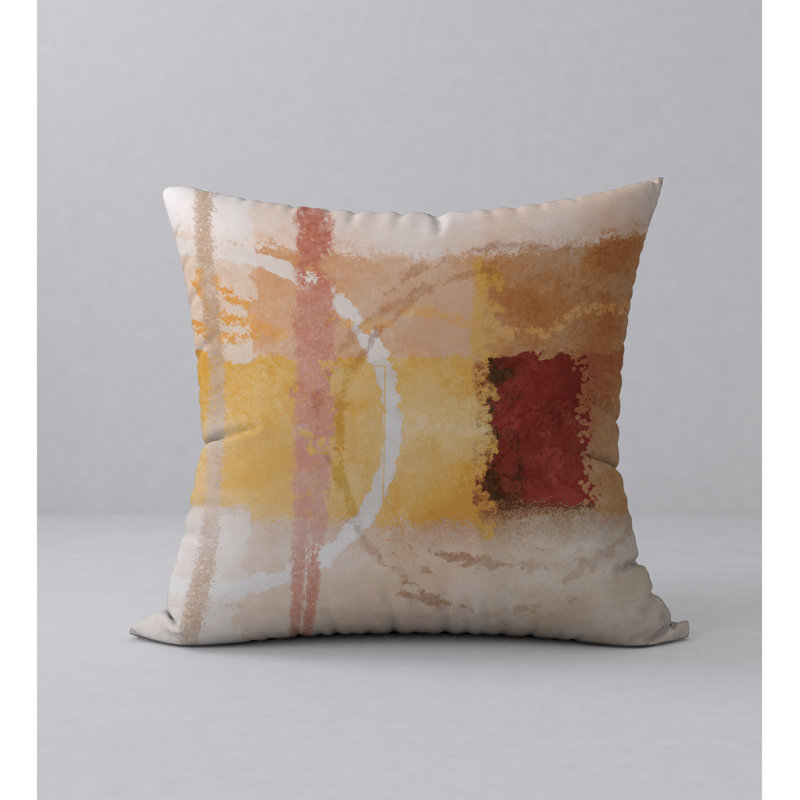  Housse de coussin carré et insert, 18" x 18", Blanc / beige / orange
