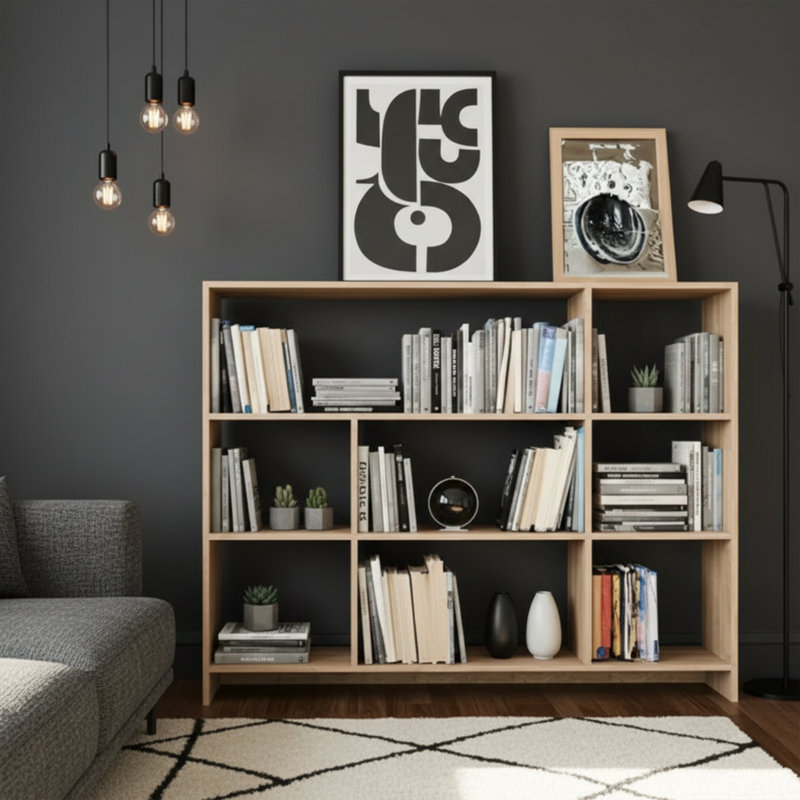 Hallagan Geometric Bookcase, Oak