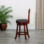 Tabouret pivotant à dossier en X de 24 po de hauteur comptoir, finition cerisier, siège en tissu gris anthracite-519815676-519815678