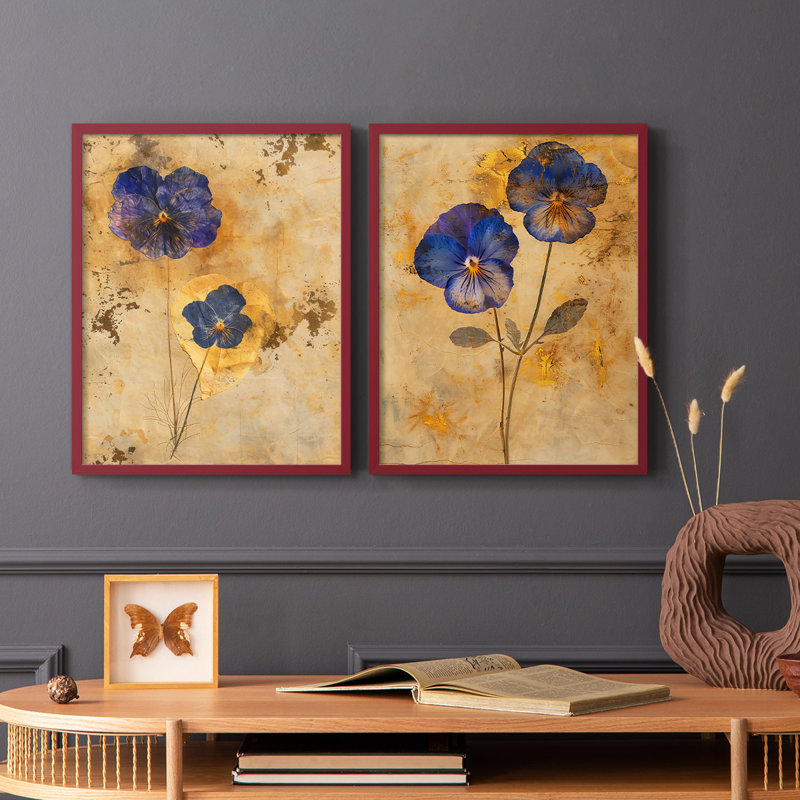FLORAL Series XXXIV - reproduction encadrée de qualité supérieure - prête à être accrochée - aucun clou requis - aucun clou requis