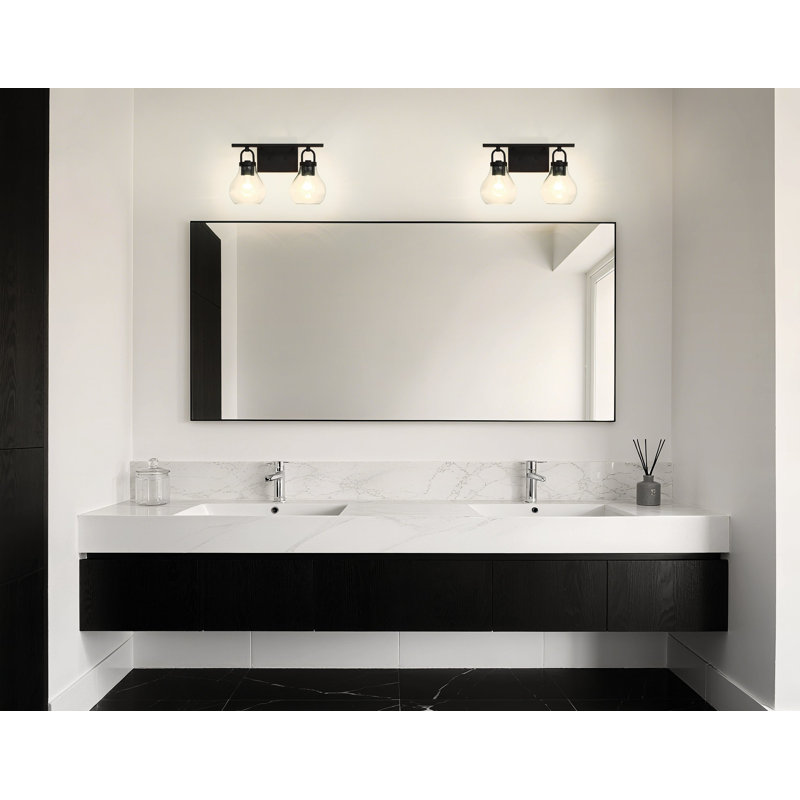 Éclairage pour meuble-lavabo noir mat 2 lumières Raylan, Noir mat, 10.25" H x 16" W x 7.75" D