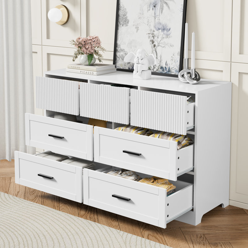 7 - Drawer 47.24"W Double Dresser, White