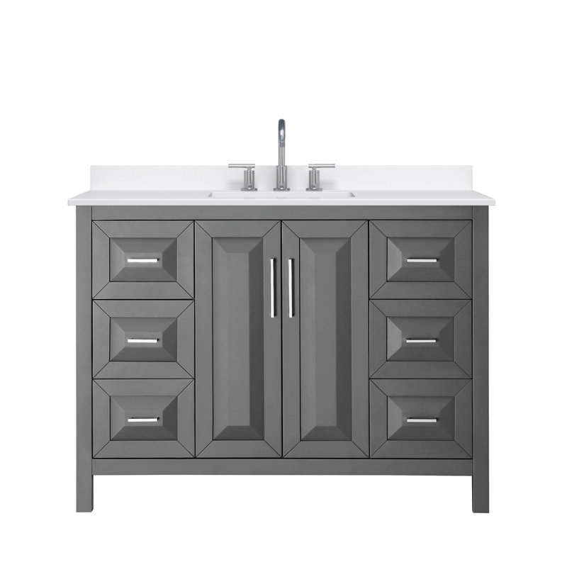 Daria 48 in. Vanity, Giotto Quartz, Gray, Polished Chrome