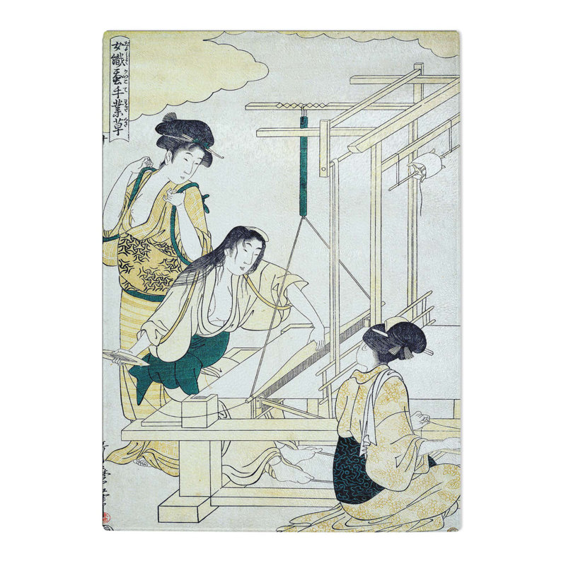 Tempered Glass Women Weaving Silk by Kitagawa Utamaro Chopping Board, 28.5cm W x 39cm L
