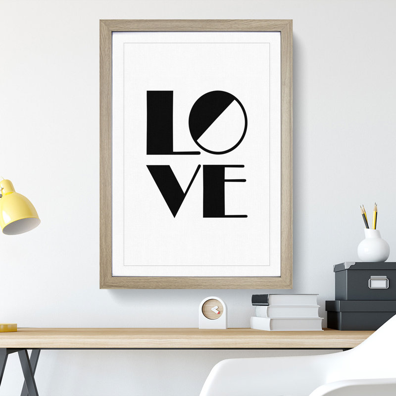 Love Block - Picture Frame Typography, Oak Framed, 65cm H x 48cm W x 2cm D