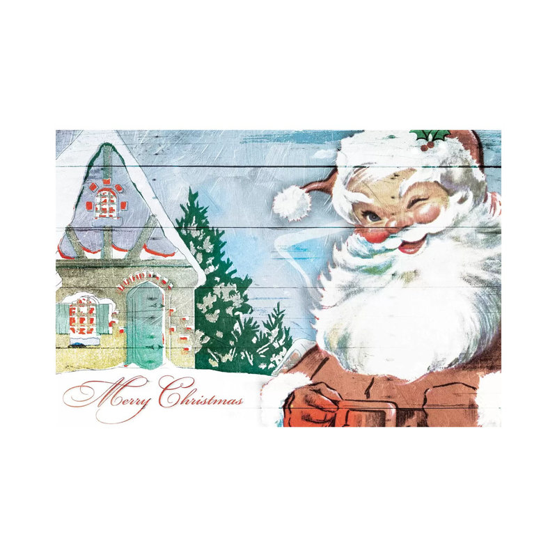 Winking Santa by Milli Villa - Wrapped Canvas Gallery-Wrapped Canvas Giclée, 45.72cm H x 66.04cm W
