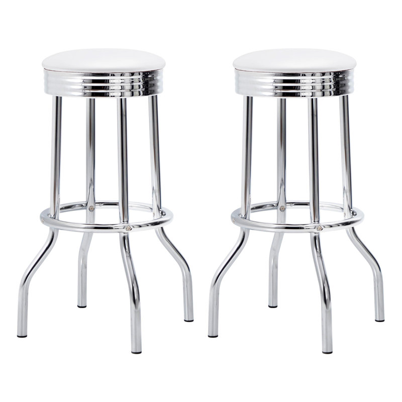 Tabouret de bar pivotant rembourré en métal blanc (ensemble de 2)