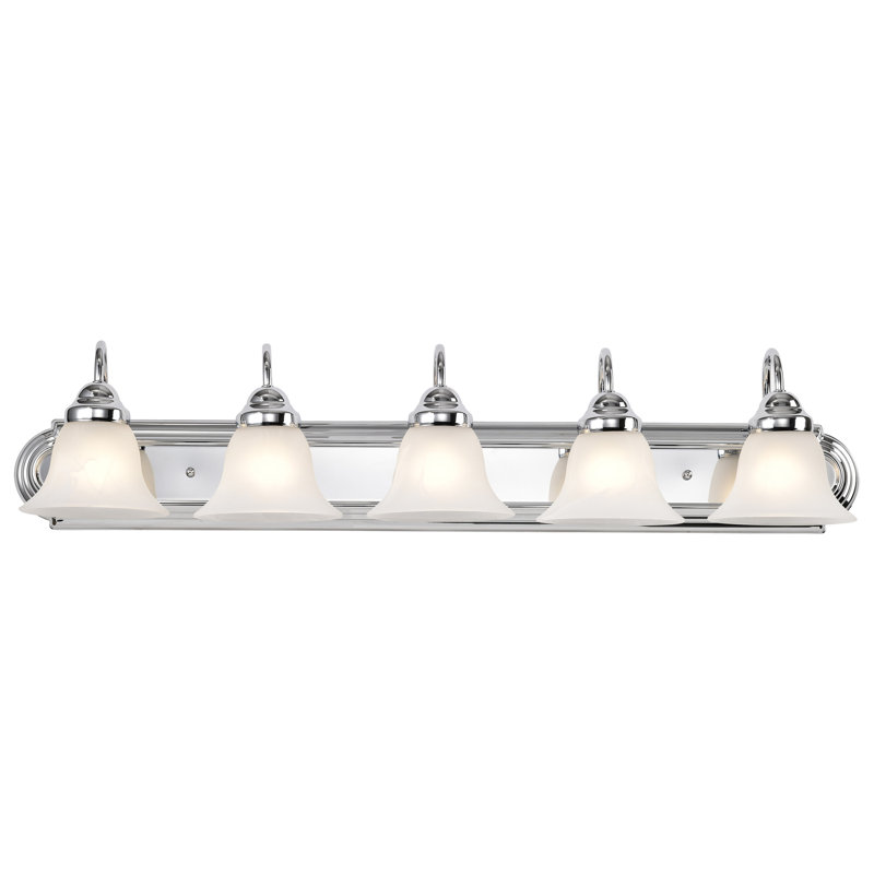 Éclairage pour meuble-lavabo à 5 lumières à intensité variable Turcotte, Albâtre, Chrome poli, 100 watts