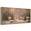 Cozy Winter Cabin Village in Snowy Pine Forest Sunset - grande impression sur toile encadrée dans la chambre principale-1681026446-1681026444