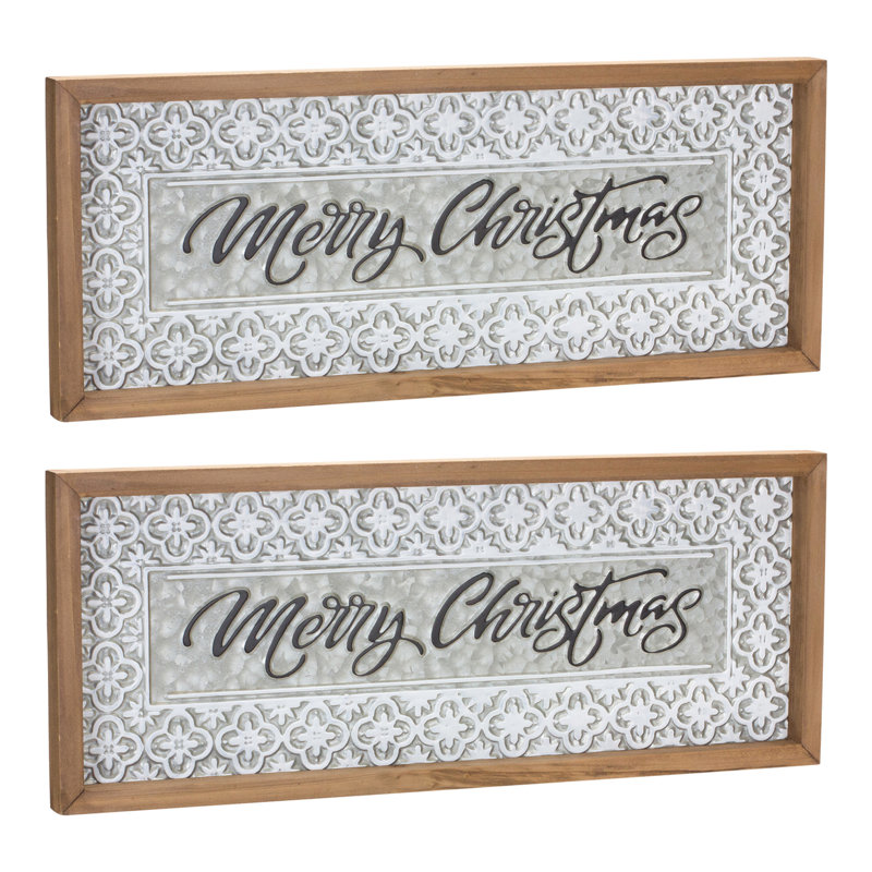 Plaque ornée de joyeux Noël en métal 19,75 po