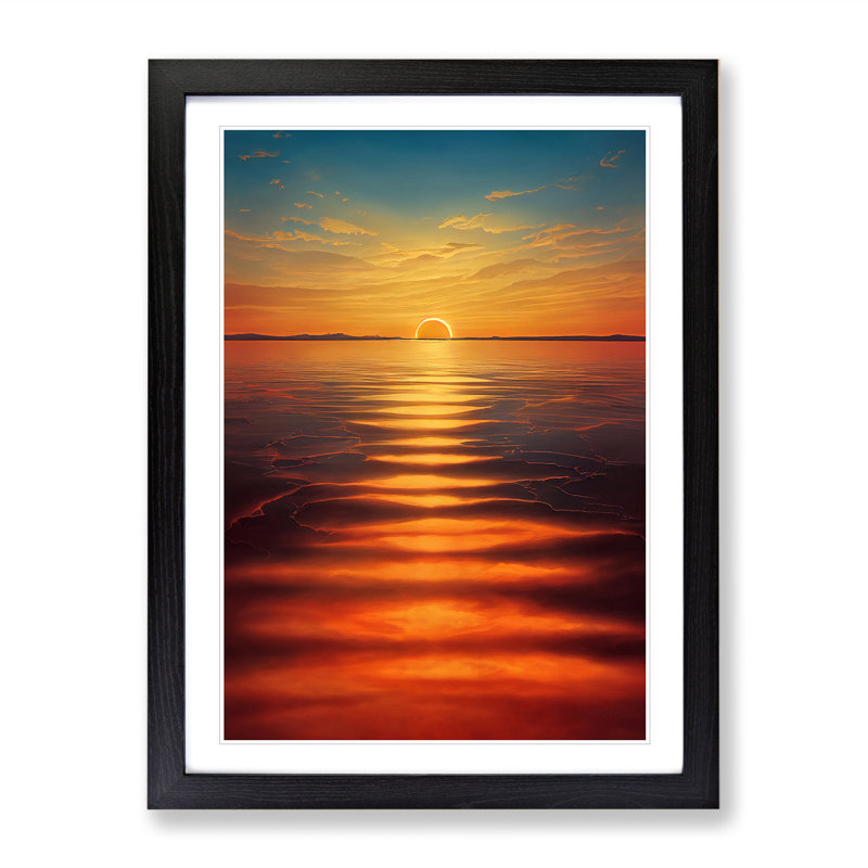 Unforgettable Ocean Sunset - Print, Black Picture Frame, White, 66cm H x 48cm W