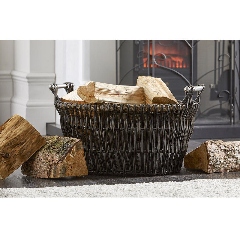 Amilya 57cm W x 43cm D Wicker With Metal Handles Log Store