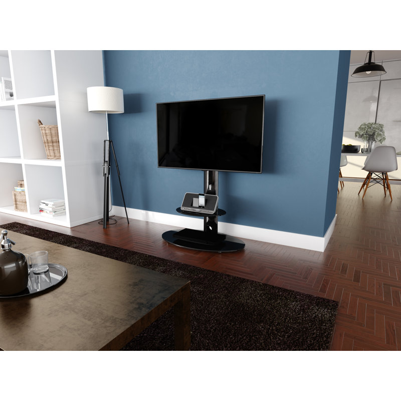 Unfinished TV Stand for TVs up to 65", Black / Black Glass 
