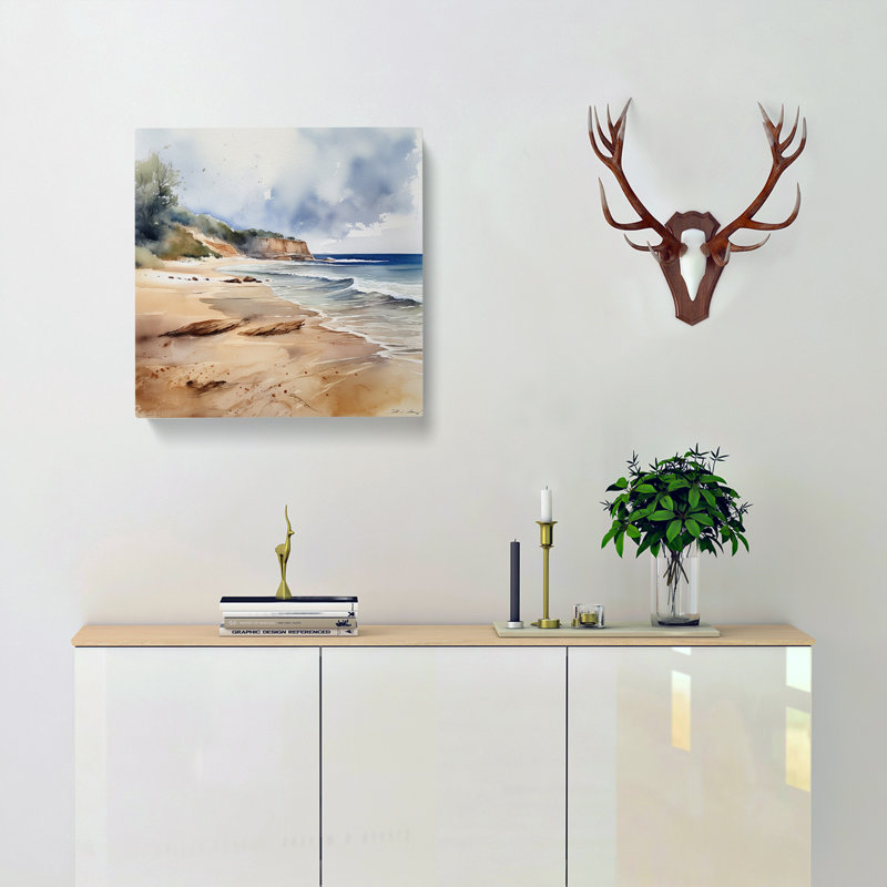 Beach Watercolour No.5 - Print, 50cm H x 50cm W x 3cm D