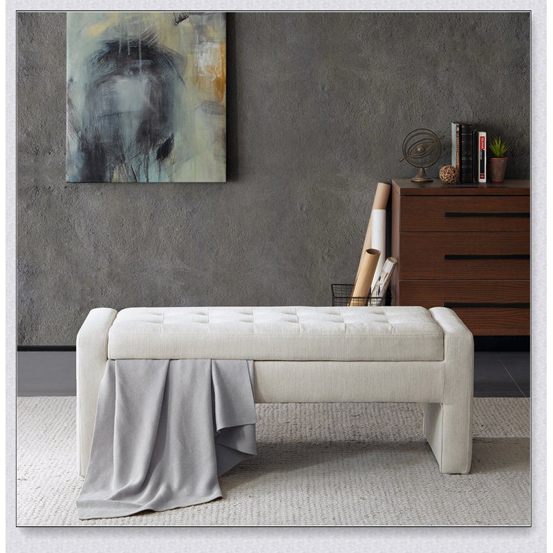 Banc de rangement touffeté à fermeture douce et confortable, Sable