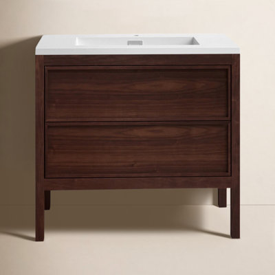 Gonzalo 36'' Single Bathroom Vanity with Solid Surface Top
