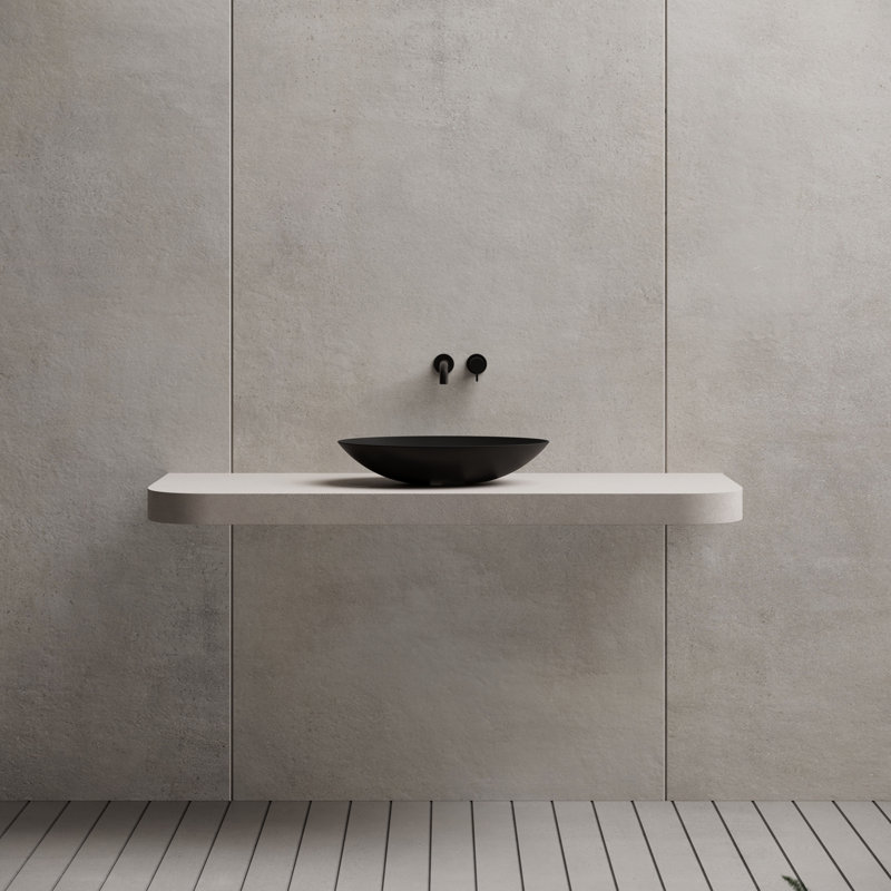 Lavabo vasque ovale à surface solide 19 po x 12 po MonBlari - noir mat, Noir mat