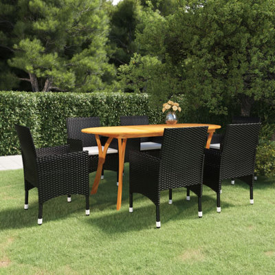  Ensemble de salle à manger 7 pièces en bois d'acacia noir durable