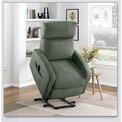 Fauteuil inclinable électrique contemporain avec revêtement en velours côtelé moelleux et poche latérale confortable, idéal pour la détente dans le salon