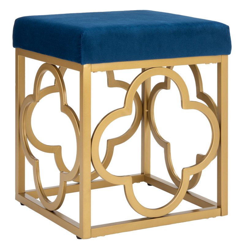 Rainn Velvet Ottoman, Navy