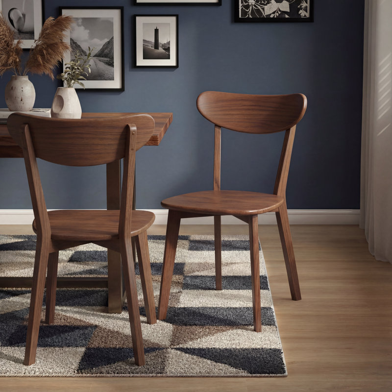 Ensemble de 2 chaises d'appoint 100% chêne massif H 17,7 po, Chêne brun, 2