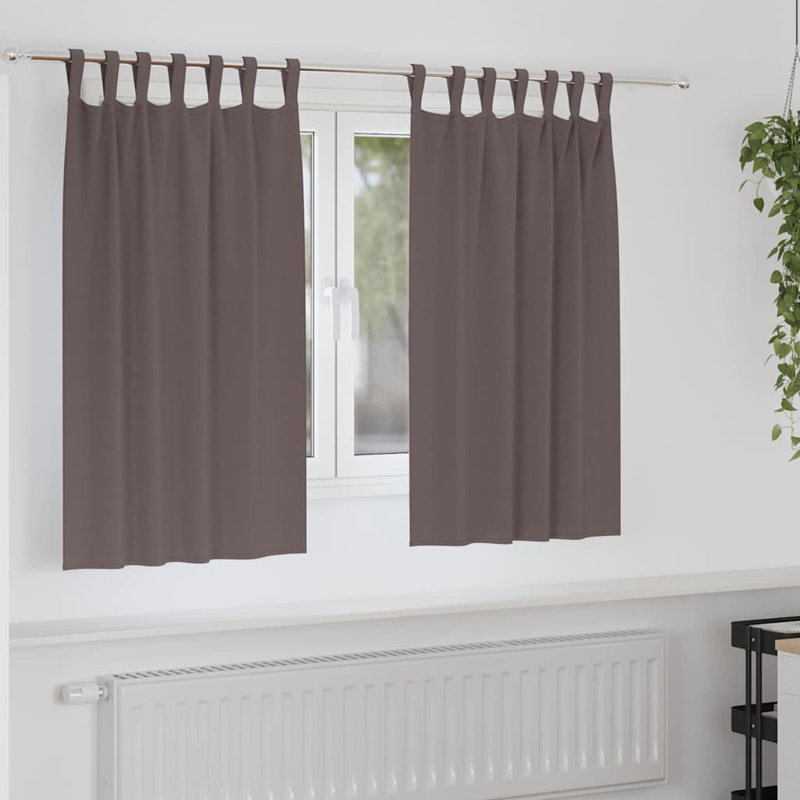 Curtains With Curtains 2 Pcs Polyester, 140cm Width x 140cm Drop, Dark Brown