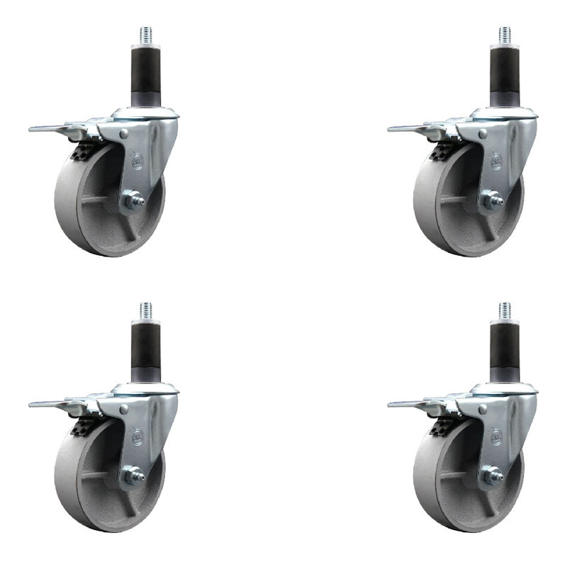 Ensemble de roulettes semi-pivotantes à tige extensible de 1-1 / 4 po