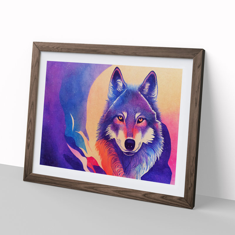 Watercolour Wolf Vol.3 Abstract - Single Picture Frame Print, 25cm H x 34cm W, Walnut