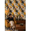 Papier peint abstrait texturé à coups de pinceau texturé jaune moutarde amovible-129451322