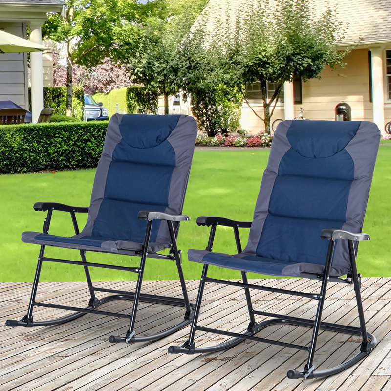 Ensemble de chaises berçantes d'extérieur 2 pièces, ensemble de meubles de patio pliables