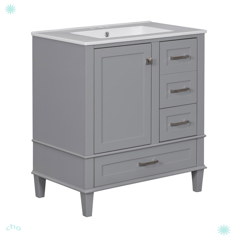Modern Bathroom Cabinet with Sink Combo Set, Gray